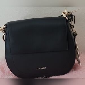 Brand new! Ted Baker Black Leather Shoulder/Crossbody Darcell Leather Saddle Bag